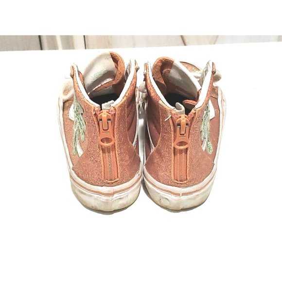 Vans SK8-Hi Zip Sequin Patch Girl's Shoes Kids Youth Size 11 Glitter Palm Tree - Picture 2 of 6